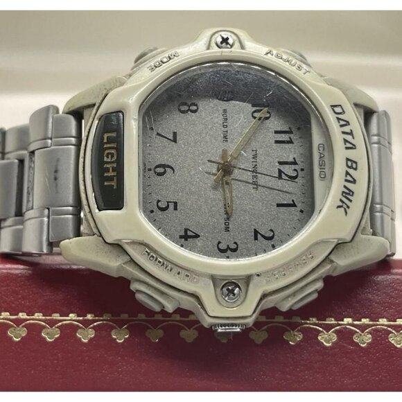 Lot of 2 Vintage Casio Digital Watches - Voice Memo A-V3 Casio ABX-24 Data Bank - Picture 5 of 10